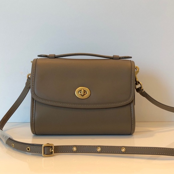 NWT Coach Originals C3486 Glovetanned Leather Kip Turnlock Crossbody-Dark Stone - Picture 2 of 11